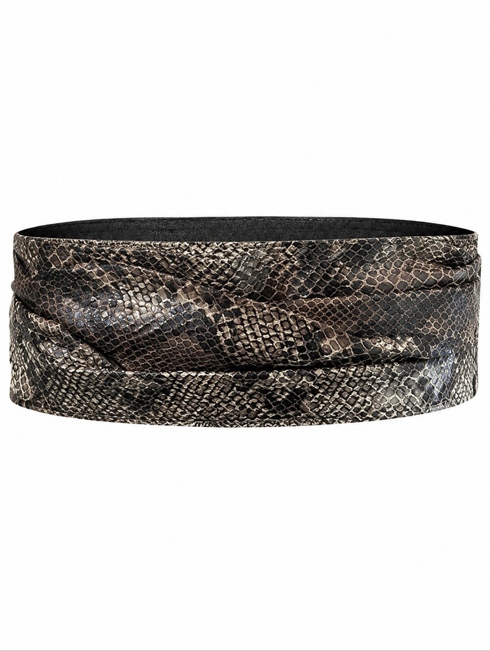 BCBGMaxAzria Brown Wide Snake Print Waist Belt | Faux Leather Snap | Size Small
